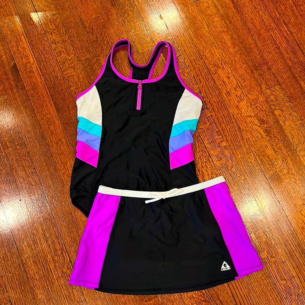 Gerry racing bathing suit with cover up skirt